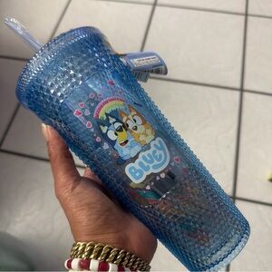 Galerie Bluey Valentines Blue Diamond Tumbler w Candy Sticks & Lollipops NWT